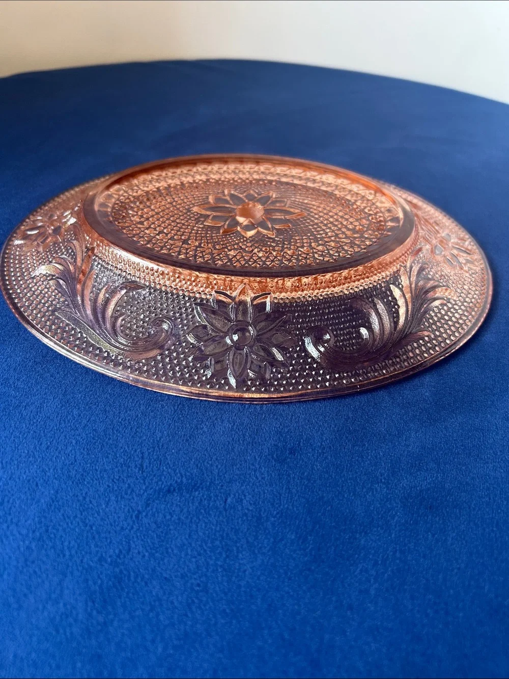 Vintage Pressed Glass Oval Serving Tray - Pink